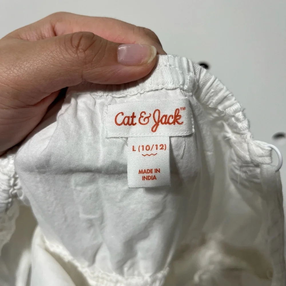 Cat & Jack Girls White Embroidered Dress Size L